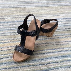 Sandals, womens, black wedge